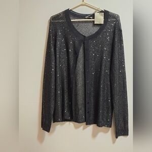 Planet see through black sequin cardigan size XL
